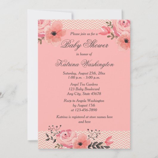 Little Ethnic Angel Watercolor Blume Kinderdusche Einladung (Rückseite)