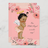 Little Ethnic Angel Watercolor Blume Kinderdusche Einladung (Vorne/Hinten)