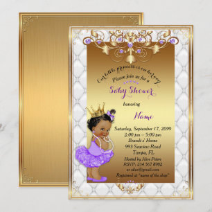 Little etnic Princess, Baby Shower Invasion, Gold Einladung