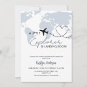 Little Explorer Boy Baby Shower Einladung (Vorderseite)