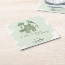 Little Explorer Is On The Way Baby Shower Rechteckiger Pappuntersetzer