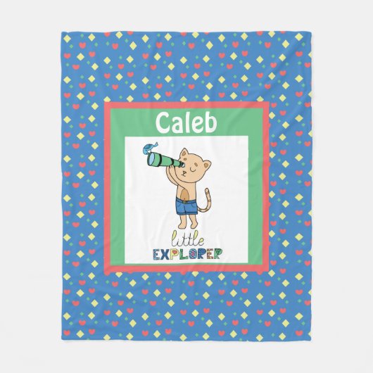Little Explorer, Niedliche Personalisierte Kid's F Fleecedecke (Vorderseite)