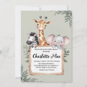 Little Explorer Safari Animals Boy Baby Shower Einladung (Vorderseite)