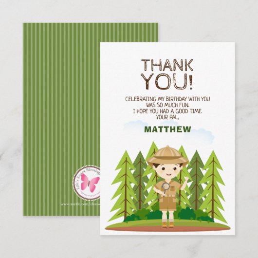 Little Explorer Vielen Dank Einladung (Vorne/Hinten)