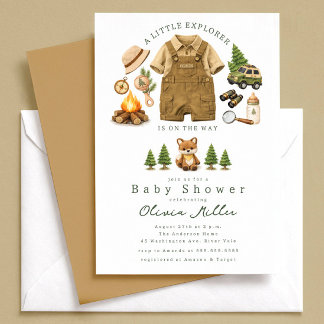 Little Explorer Woodland Baby Shower Invitation Einladung