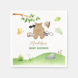 Little Explorer Woodland Forest Hiking Baby Shower Serviette