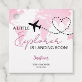 Little Explorer World Map Pink Baby Shower Geschenkanhänger (Vorderseite)