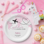 Little Explorer World Map Pink Baby Shower Pappteller (Party)