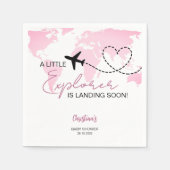 Little Explorer World Map Pink Baby Shower Serviette (Vorderseite)