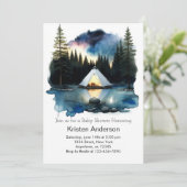Little Explorer's Camping Adventure Baby Shower Einladung (Stehend Vorderseite)