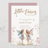 Little Fairies Twin Girl Baby Shower Einladung (Vorne/Hinten)