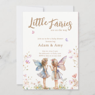 Little Fairies Twin Girl Baby Shower Einladung
