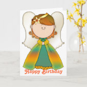 Little Fairy Angel Happy Birthday Card 5b Karte (Gelbe Blume)