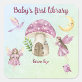 Little Fairy Baby's first library Quadratischer Aufkleber (Vorderseite)