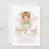 Little Fairy Ballerina Pink Geburtstagsparty Einladung (Vorderseite)