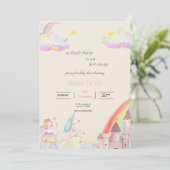 Little Fairy Beige Pink Aquarell Babydusche Einladung (Stehend Vorderseite)