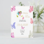 Little Fairy Butterfly Baby Shower Invatation RSVP Karte (Stehend Vorderseite)