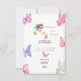 Little Fairy Butterfly Baby Shower Invatation RSVP Karte
