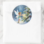 Little Fairy Decorating Christmas Trees Runder Aufkleber (Tasche)