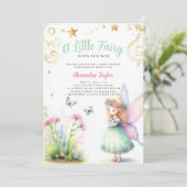 Little Fairy Enchanted Garden Baby Girl Dusche Einladung (Stehend Vorderseite)