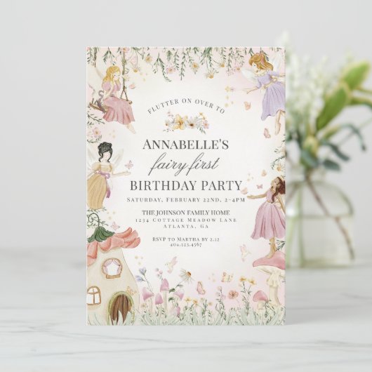 Little Fairy First Birthday Enchanted Garden Girl (Stehend Vorderseite)