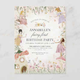 Little Fairy First Birthday Enchanted Garden Girl Postkarte