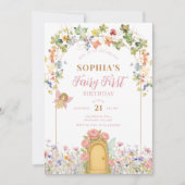 Little Fairy First Door Birthday Einladung (Vorderseite)