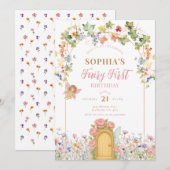 Little Fairy First Door Birthday Einladung (Vorne/Hinten)