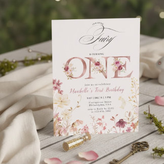 Little Fairy Floral Garden First Birthday  Einladung