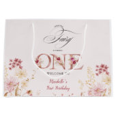 Little Fairy Floral Garden First Birthday  Große Geschenktüte (Vorderseite)