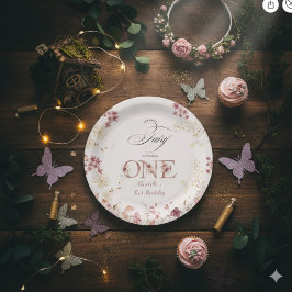 Little Fairy Floral Garden First Birthday  Pappteller