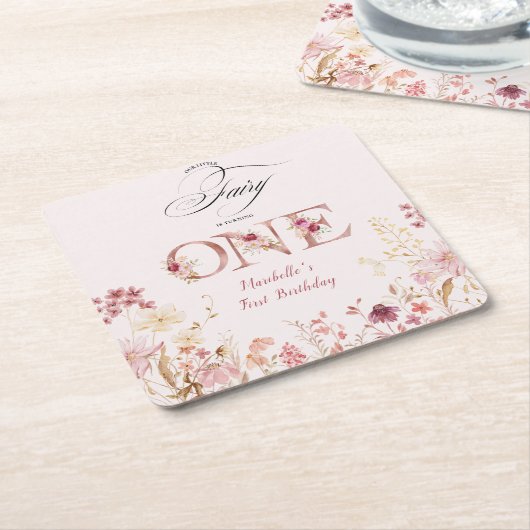 Little Fairy Floral Garden First Birthday  Rechteckiger Pappuntersetzer (angewinkelt)