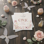 Little Fairy Floral Garden First Birthday  Serviette