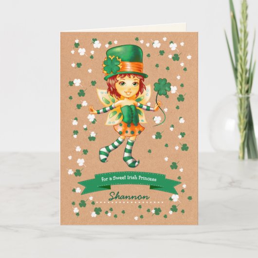 Little Fairy Irish Girl Custom St. Patrick's Day Karte (Vorderseite)