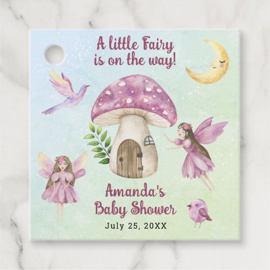 Little Fairy is on the way Baby shower Geschenkanhänger (Vorderseite)