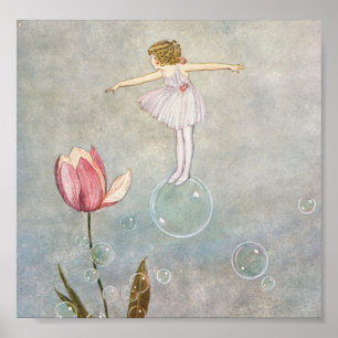Little Fairy on a Bubble Poster