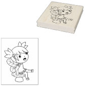 Little Fairy on a Toadstool - Farbseite Gummistempel (Stempel)