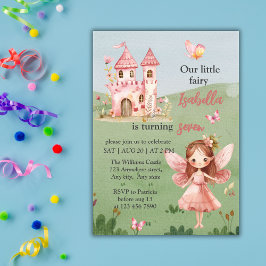 Little Fairy Pink Castle Butterfly Any Age  Einladung