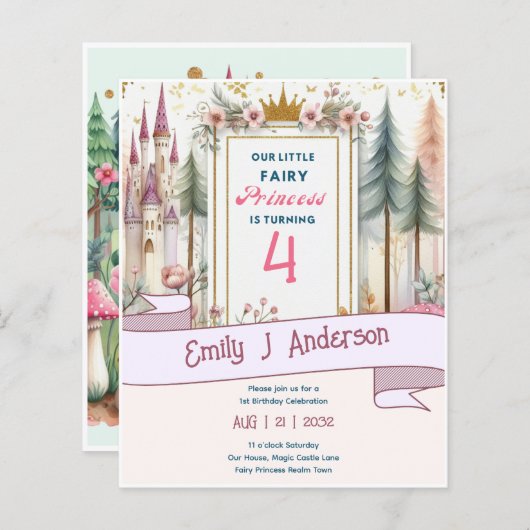 Little Fairy Princess Birthday ANY Age Fairycore (Vorne/Hinten)