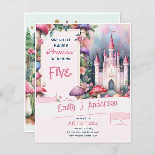 Little Fairy Princess Birthday ANY Age Mairytale (Vorne/Hinten)