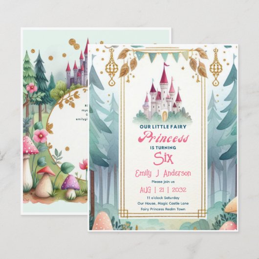 Little Fairy Princess Birthday ANY Age Mairytale (Vorne/Hinten)