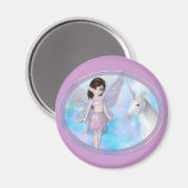 Little Fairy w/Unicorn Designs Magnet (Vorderseite/Rückseite)