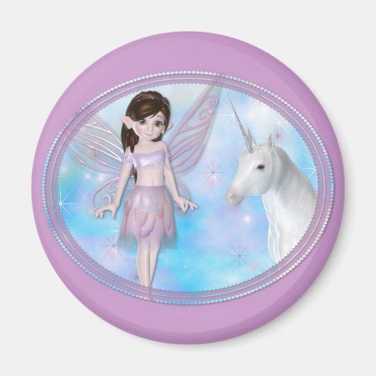 Little Fairy w/Unicorn Designs Magnet (Vorne)