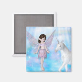 Little Fairy w/Unicorn Designs Magnet (Vorderseite/Rückseite)