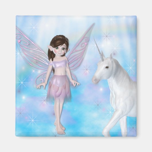 Little Fairy w/Unicorn Designs Magnet (Vorne)