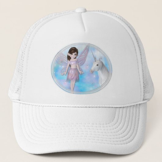Little Fairy w/Unicorn Designs Truckerkappe (Vorderseite)