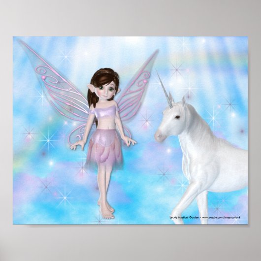 Little Fairy w/Unicorn Fantasy Poster/Print D2 Poster (Vorne)