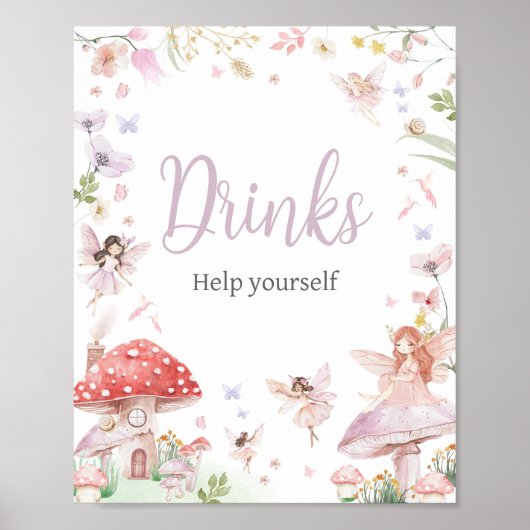 Little Fairy Whimsical Baby Dusche Drinks Poster (Vorne)