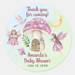 Little Fairy Whimsical Baby Shower Thank you Runder Aufkleber