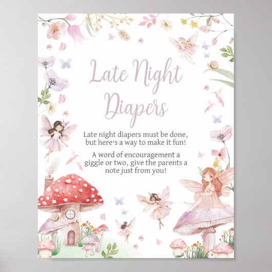 Little Fairy Whimsical Spate Night Diapers Poster (Vorne)
